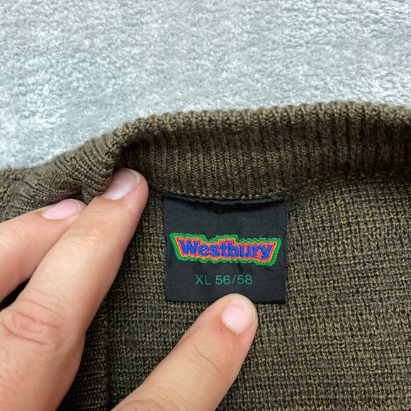 Vintage Westbury Sweater Cardigan Size XL Green Wool Blend Button Up - Picture 5 of 11